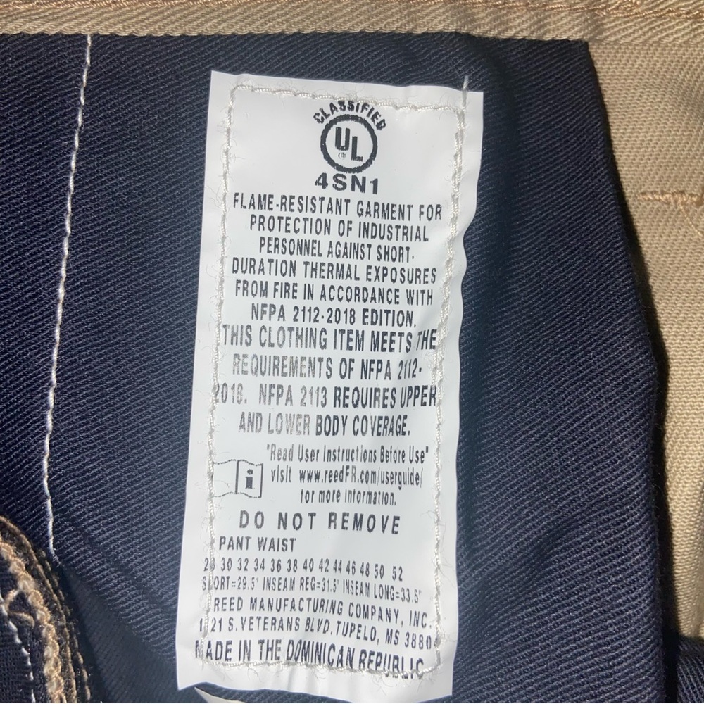 Reed Pants Mens 33X32.5 Flame Resistant  FR Firefighter Work Uniform CAT 2 2112 - Picture 9 of 16